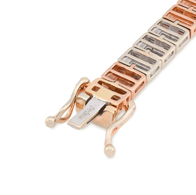 10K Rose/White Gold 2 Tone 4.77CT Natural Baguette/Round Diamond 7MM 8" Tennis Bracelet 23.7g - Elite Jewelers - Bracelets