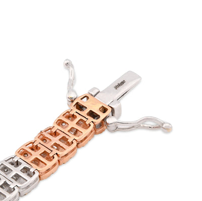 10K Rose/White Gold 2 Tone 5.50 Ct Natural Diamond Baguette/Round 8" Single Row Tennis Bracelet- Elite Jewelers - Bracelets