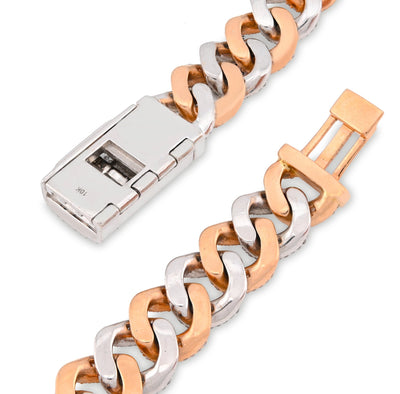 10K Rose/White Gold 21.48CT Natural Round/Baguette Diamond 22" Cuban Link Chain 12MM Necklace - Elite Jewelers - Necklaces