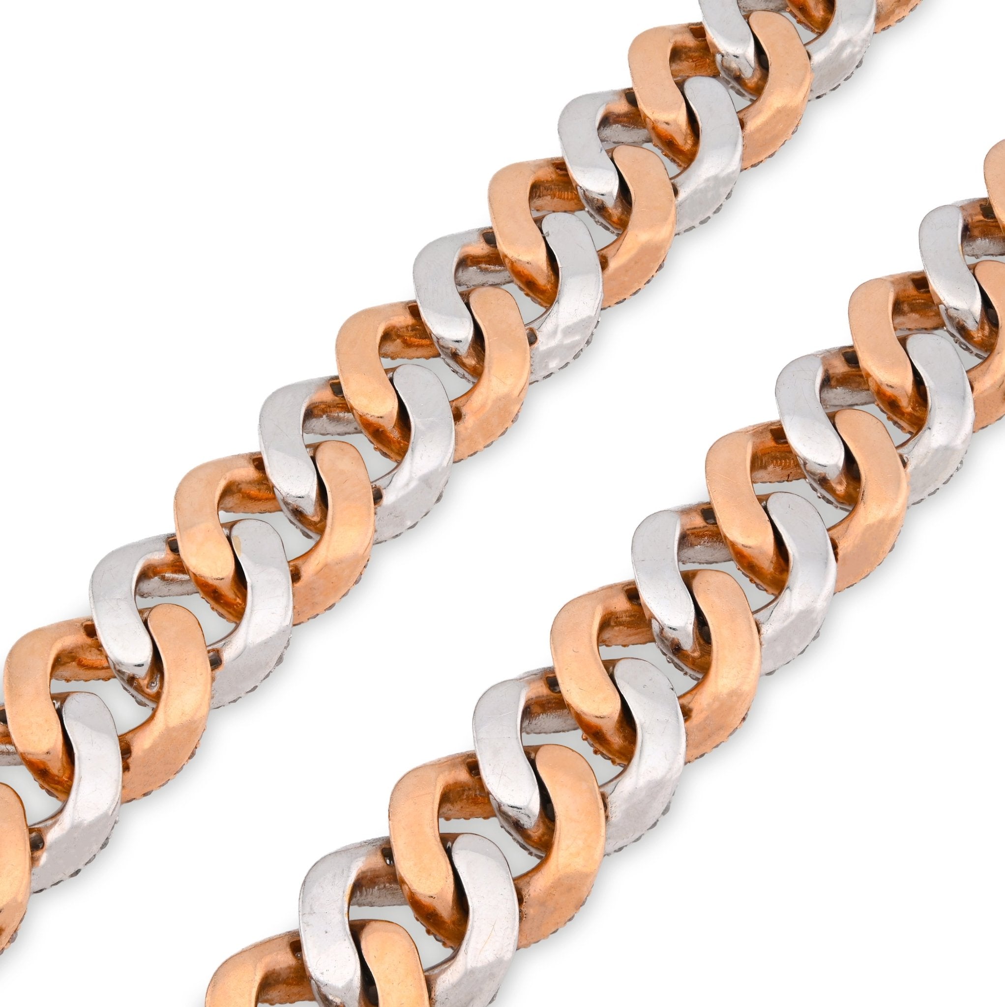 10K Rose/White Gold 21.48CT Natural Round/Baguette Diamond 22" Cuban Link Chain 12MM Necklace - Elite Jewelers - Necklaces