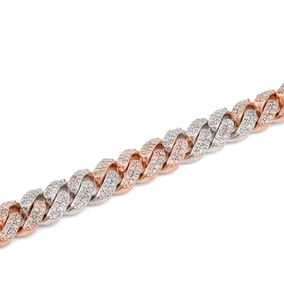 10K Rose/White Gold 4.48CT Cuban Link Natural Diamond 8MM Bracelet 8" - Elite Jewelers-Bracelets