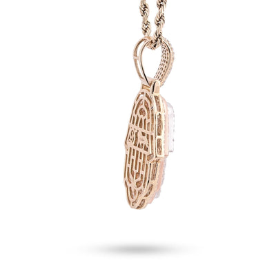 10k Tri - Color Gold 7.2gm 1.05 CTW Real Round/Baguette Diamond Hamsa Hand Pendant - Elite Jewelers - Charms & Pendants