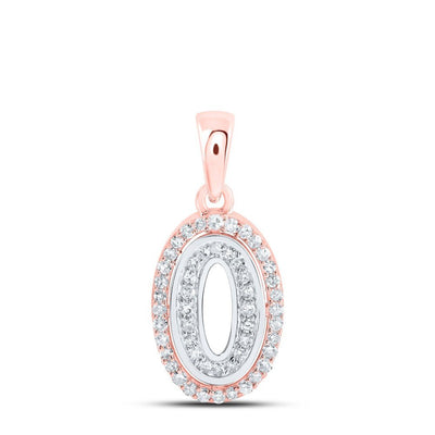 10k Two - Tone Gold 0.78g 0.17CTW Natural Diamond Initial "O" Letter Pendant Charm - Elite Jewelers - Charms & Pendants