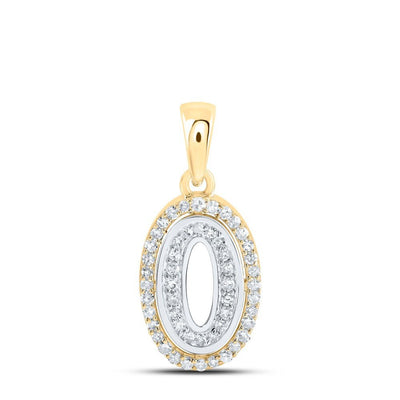 10k Two - Tone Gold 0.78g 0.17CTW Natural Diamond Initial "O" Letter Pendant Charm - Elite Jewelers - Charms & Pendants