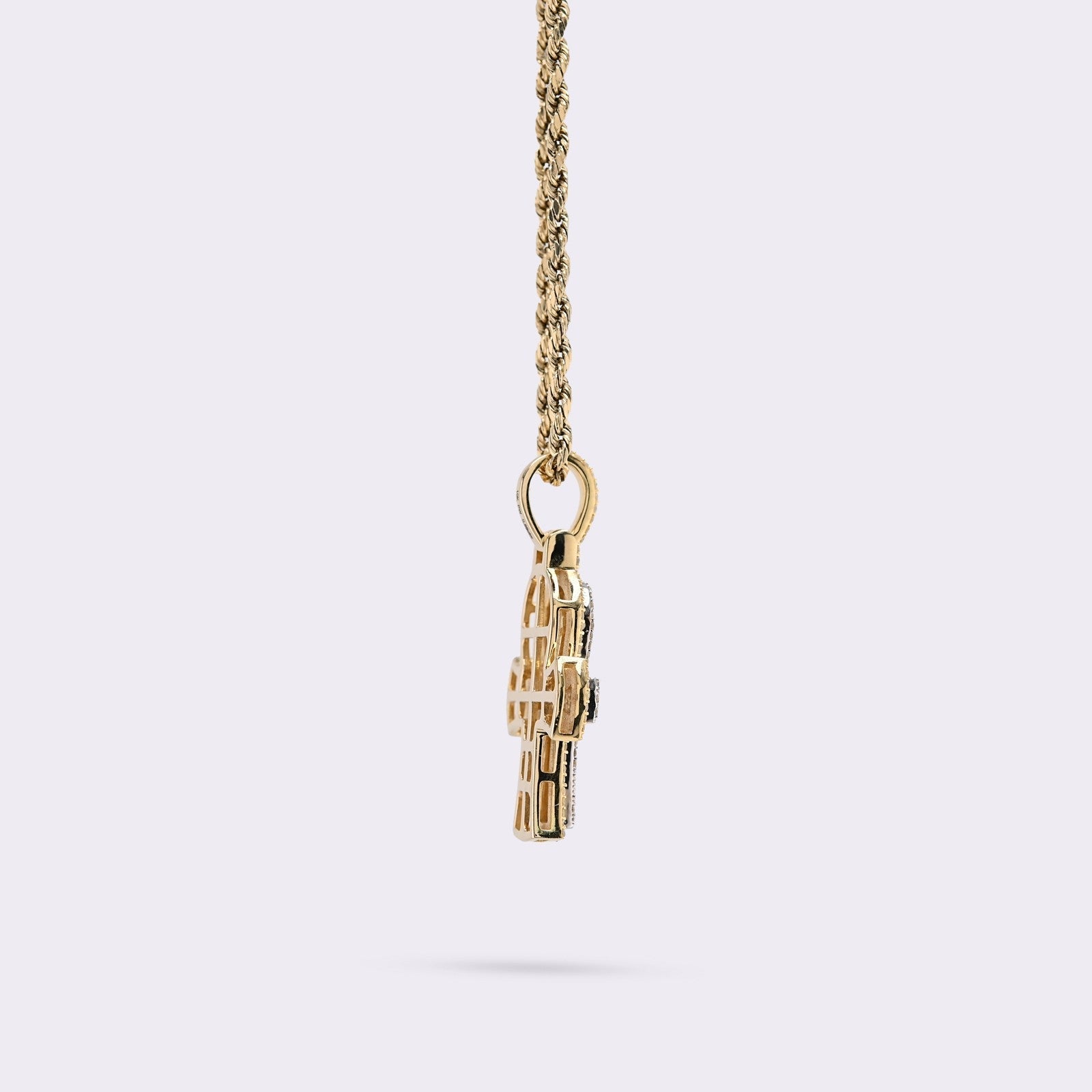 10k Two Tone Gold 0.88CTW Natural Diamond Egyptian Ankh Cross Pendant 5.1g Charm - Elite Jewelers - Charms & Pendants