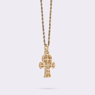 10k Two Tone Gold 0.88CTW Natural Diamond Egyptian Ankh Cross Pendant 5.1g Charm - Elite Jewelers - Charms & Pendants
