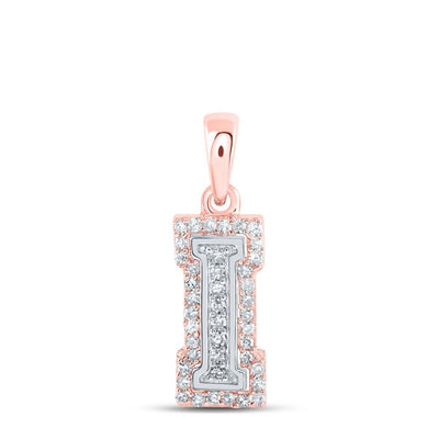 10k Two - Tone Gold 0.89g 0.14CTW Natural Diamond Initial "I" Letter Pendant Charm - Elite Jewelers - Charms & Pendants