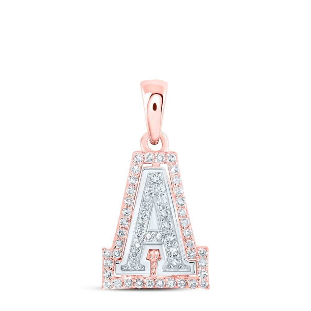 10k Two - Tone Gold 0.99g 0.17CTW Natural Diamond Initial "A" Letter Pendant Charm - Elite Jewelers - Charms & Pendants