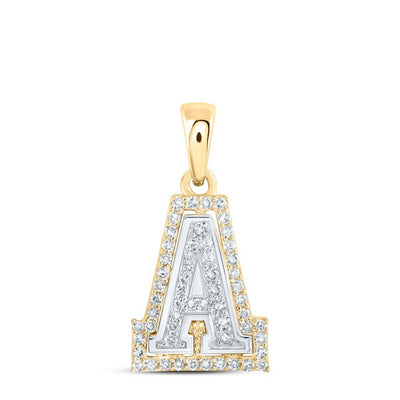 10k Two - Tone Gold 0.99g 0.17CTW Natural Diamond Initial "A" Letter Pendant Charm - Elite Jewelers - Charms & Pendants