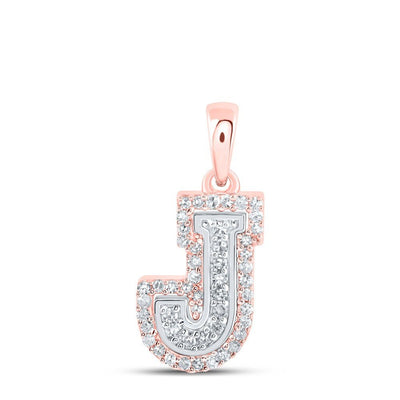 10k Two - Tone Gold 1.02g 0.16CTW Natural Diamond Initial "J" Letter Pendant Charm - Elite Jewelers - Charms & Pendants
