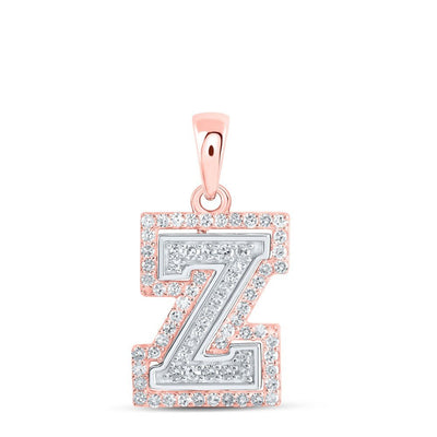 10k Two - Tone Gold 1.02g 0.23CTW Natural Diamond Initial "Z" Letter Pendant Charm - Elite Jewelers - Charms & Pendants