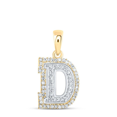 10k Two - Tone Gold 1.04g 0.21CTW Natural Diamond Initial "D" Letter Pendant Charm - Elite Jewelers - Charms & Pendants