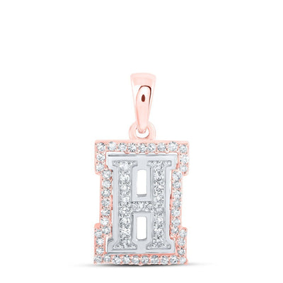 10k Two - Tone Gold 1.09g 0.21CTW Natural Diamond Initial "H" Letter Pendant Charm - Elite Jewelers - Charms & Pendants