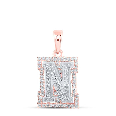 10k Two - Tone Gold 1.09g 0.25CTW Natural Diamond Initial "N" Letter Pendant Charm - Elite Jewelers - Charms & Pendants