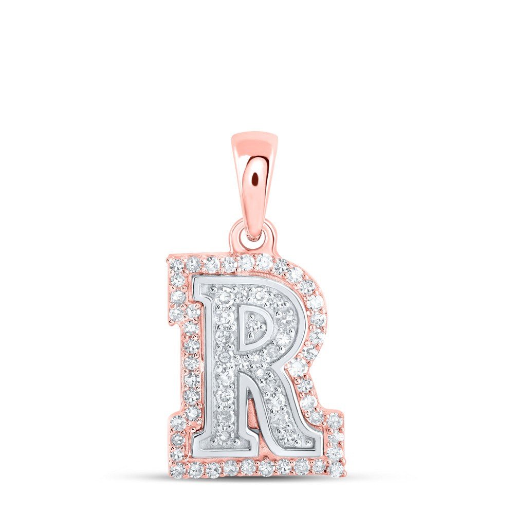 10k Two - Tone Gold 1.18gm 0.2CTW Natural Diamond Initial "R" Letter Pendant Charm - Elite Jewelers - Charms & Pendants