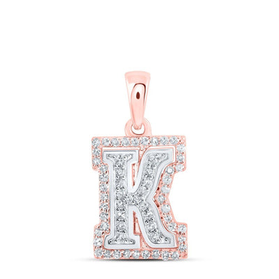 10k Two - Tone Gold 1.19g 0.19CTW Natural Diamond Initial "K" Letter Pendant Charm - Elite Jewelers - Charms & Pendants