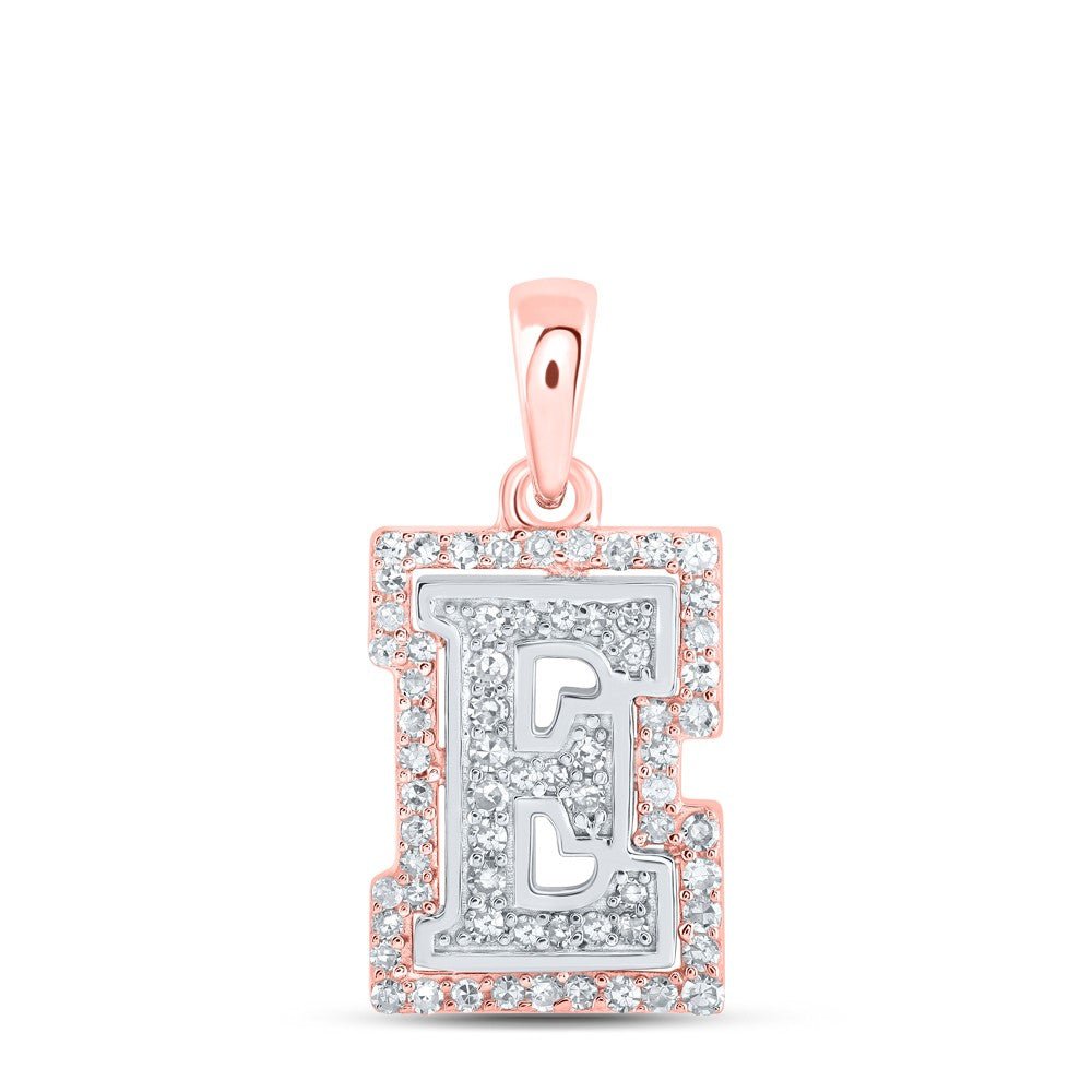 10k Two - Tone Gold 1.1gm 0.22CTW Natural Diamond Initial "E" Letter Pendant Charm - Elite Jewelers - Charms & Pendants