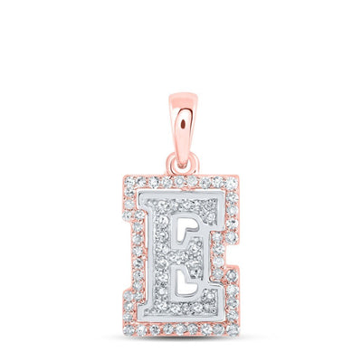 10k Two - Tone Gold 1.1gm 0.22CTW Natural Diamond Initial "E" Letter Pendant Charm - Elite Jewelers - Charms & Pendants