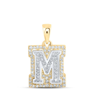 10k Two - Tone Gold 1.26g 0.25CTW Natural Diamond Initial "M" Letter Pendant Charm - Elite Jewelers - Charms & Pendants