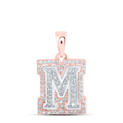 10k Two - Tone Gold 1.26g 0.25CTW Natural Diamond Initial "M" Letter Pendant Charm - Elite Jewelers - Charms & Pendants