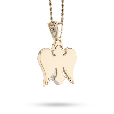 10k Two Tone Gold 4.3CTW Natural Diamond 3D Angel Wings Cross Pendant 21g Charm - Elite Jewelers - Charms & Pendants