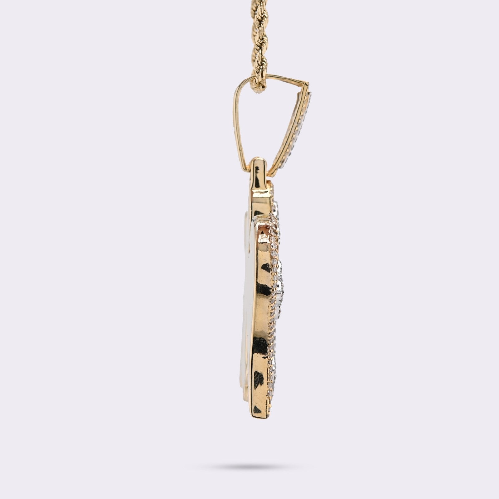 10k Two Tone Gold 4.3CTW Natural Diamond 3D Angel Wings Cross Pendant 21g Charm - Elite Jewelers - Charms & Pendants