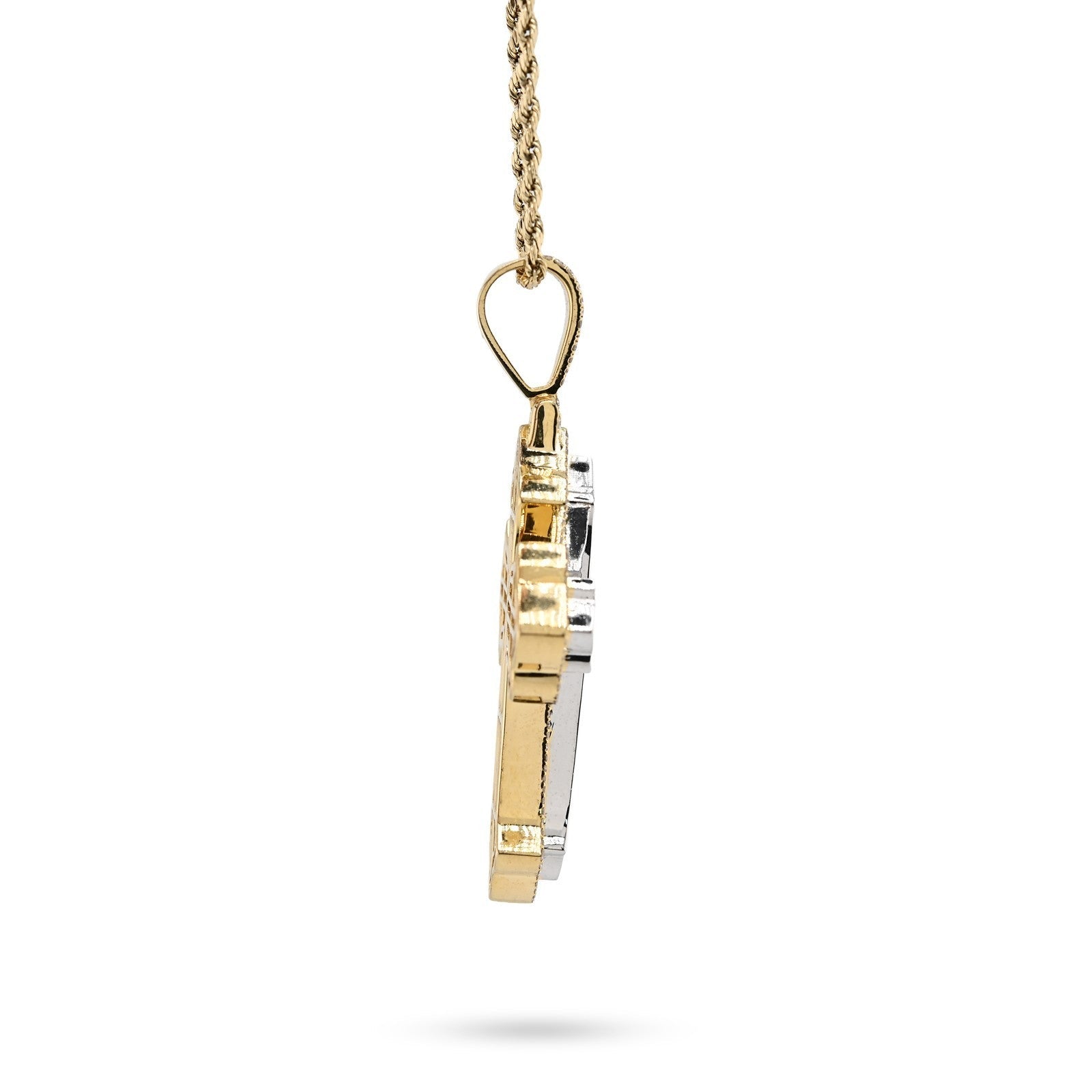 10k Two Tone Gold 5CTW Natural Diamond 3D Cross Pendant 21.9g Religious Charm - Elite Jewelers - Charms & Pendants