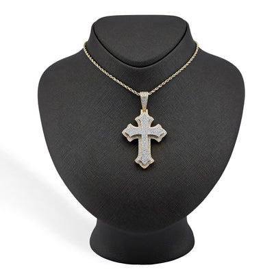 10k Two Tone Gold 5CTW Natural Diamond 3D Cross Pendant 21.9g Religious Charm - Elite Jewelers - Charms & Pendants