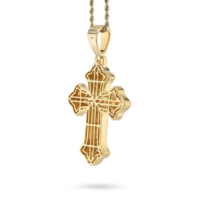10k Two Tone Gold 5CTW Natural Diamond 3D Cross Pendant 21.9g Religious Charm - Elite Jewelers - Charms & Pendants