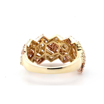10K Two - Tone Rose & Yellow Gold Cuban Link Ring 1.25CT Natural Diamond - Elite Jewelers - Rings