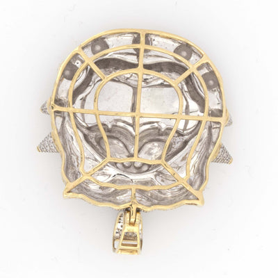 10K Two Tone Yellow White Spiky Bull Dog with Black Enamel 2.10CT Diamond Pendant 2" - Elite Jewelers - Charms & Pendants