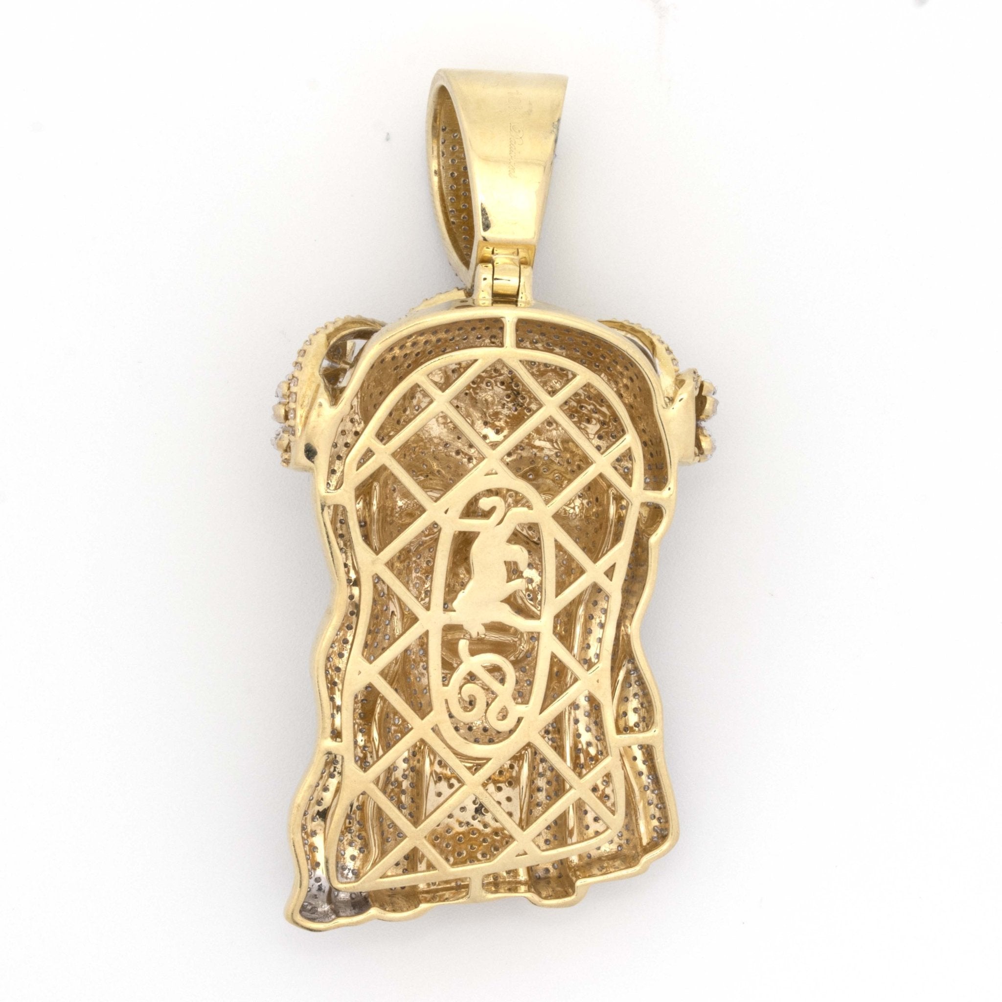 10K Two - Tone Yellow/White Gold Jesus 2CT Round Diamond Pendant - Elite Jewelers - Charms & Pendants