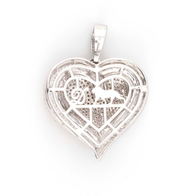 10K TwoTone Rose White Gold Baguette and Round 3D Heart 1.60CT Diamond Pendant 1.5" - Elite Jewelers - Charms & Pendants