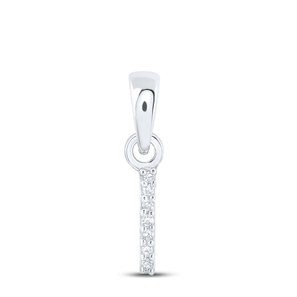 10k White Gold 0.02 CTW Natural Diamond Initial "I" Letter Charm 0.23g Pendant - Elite Jewelers - Charms & Pendants
