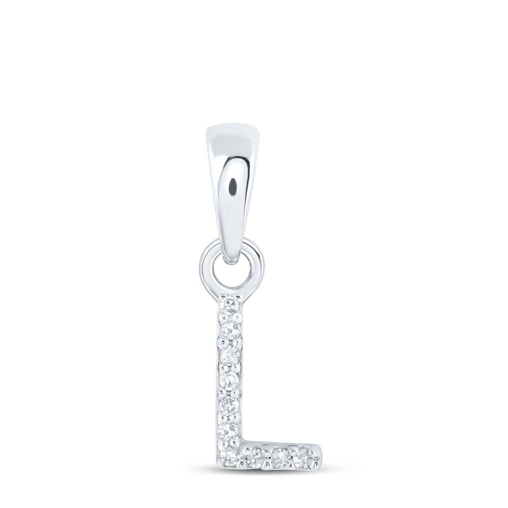 10k White Gold 0.02 CTW Natural Diamond Initial "L" Letter Charm 0.31g Pendant - Elite Jewelers - Charms & Pendants