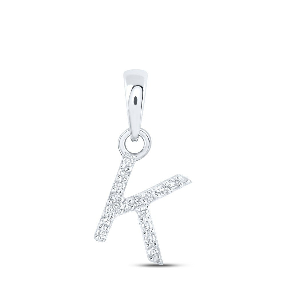 10k White Gold 0.03 CTW Natural Diamond Initial "K" Letter Charm 0.32g Pendant - Elite Jewelers - Charms & Pendants
