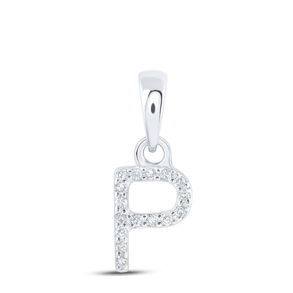 10k White Gold 0.03 CTW Natural Diamond Initial "P" Letter Charm 0.37g Pendant - Elite Jewelers - Charms & Pendants