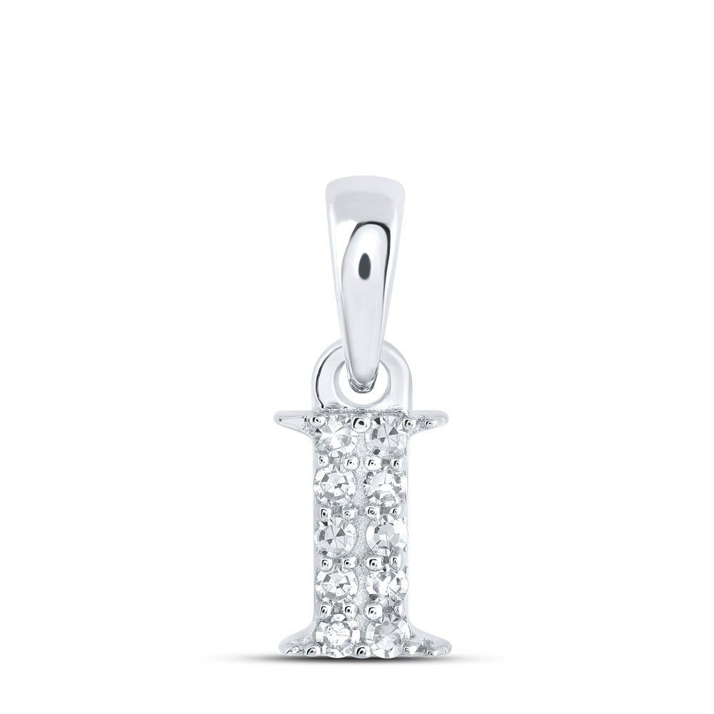 10k White Gold 0.05 CTW Natural Diamond Initial "I" Letter Charm 0.34g Pendant - Elite Jewelers - Charms & Pendants