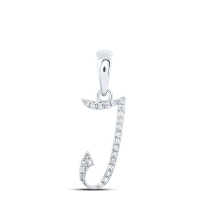 10k White Gold 0.05CTW Natural Diamond Initial "J" Charm 0.58g Alphabet Pendant - Elite Jewelers - Charms & Pendants
