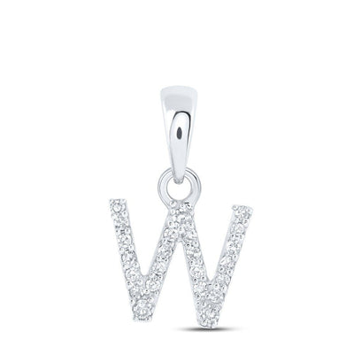 10k White Gold 0.05CTW Natural Diamond Initial "W" Charm 0.47g Alphabet Pendant - Elite Jewelers - Charms & Pendants