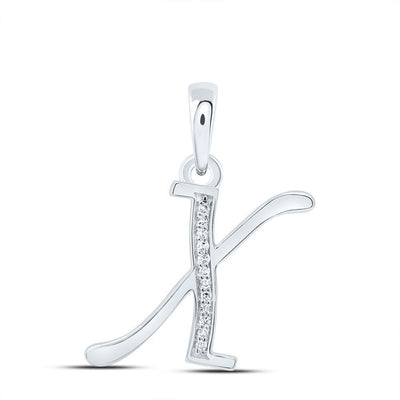 10k White Gold 0.05CTW Natural Diamond Initial "X" Charm 0.98g Alphabet Pendant - Elite Jewelers - Charms & Pendants