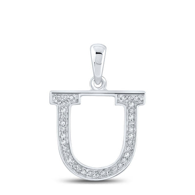 10k White Gold 0.07CTW Natural Diamond Initial "U" Charm 0.61g Alphabet Pendant - Elite Jewelers - Charms & Pendants