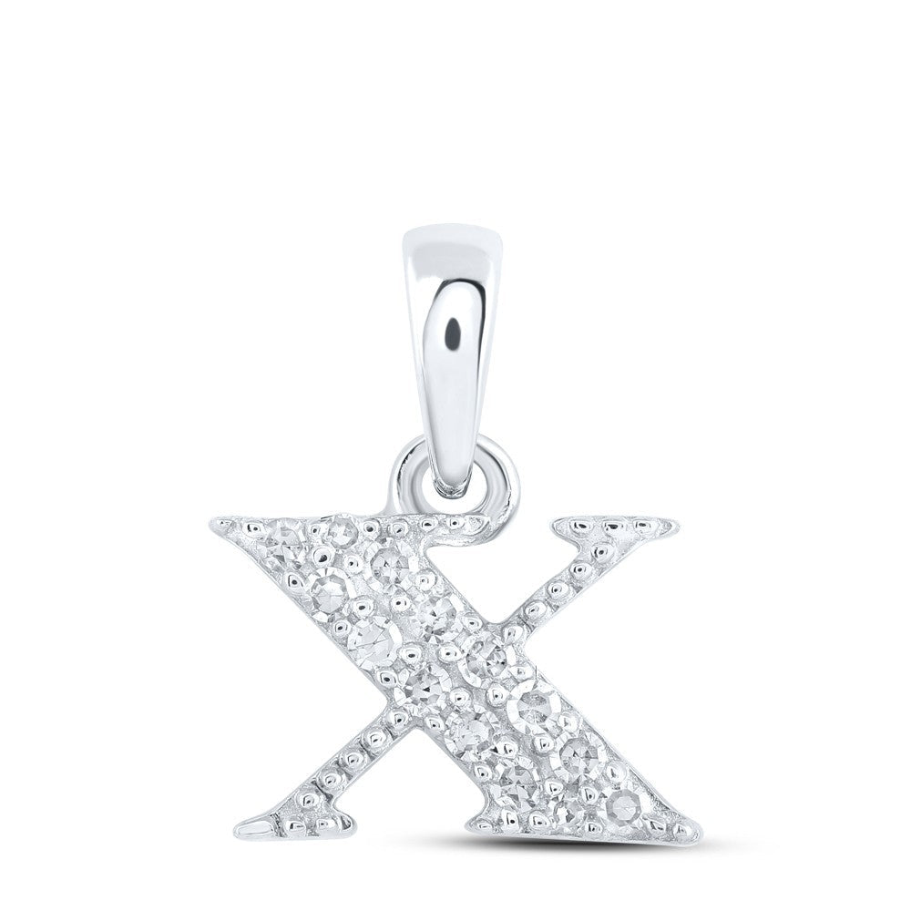 10k White Gold 0.07CTW Natural Diamond Initial "X" Charm 0.53g Alphabet Pendant - Elite Jewelers - Charms & Pendants