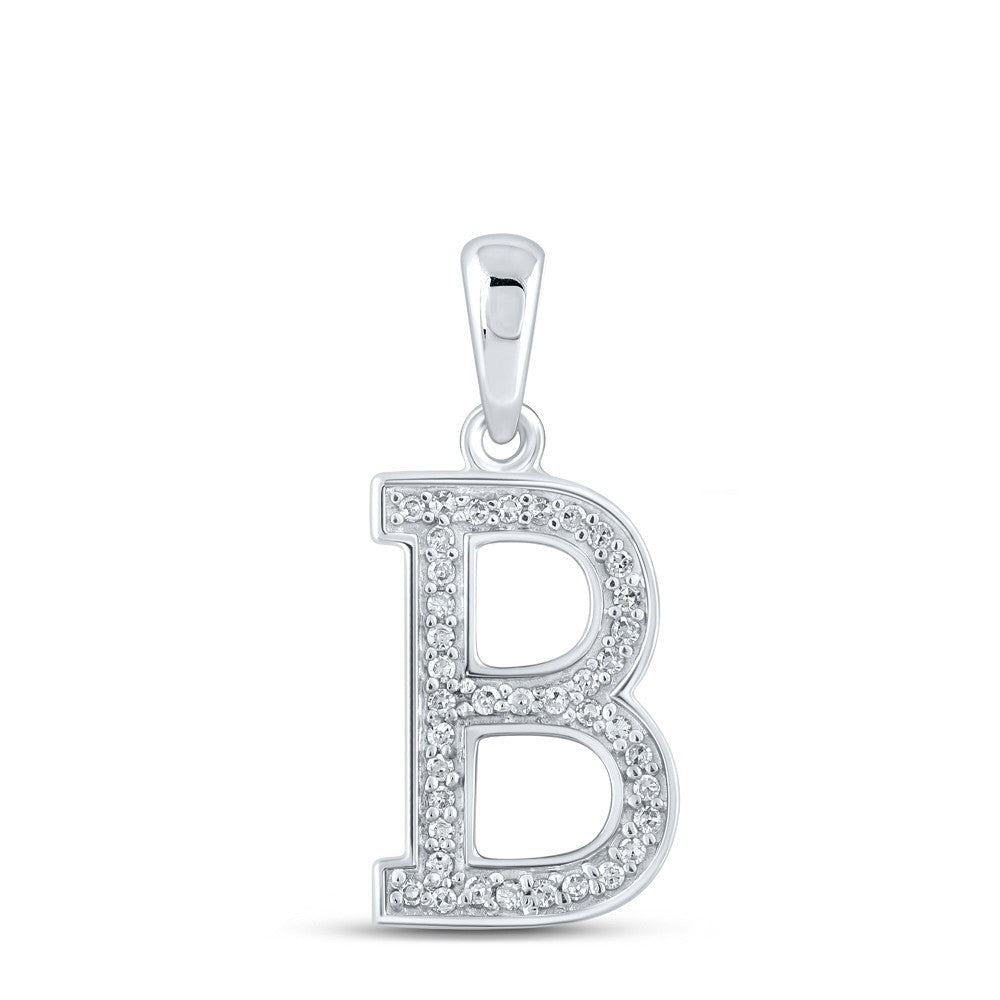 10k White Gold 0.08CTW Natural Diamond Initial "B" Charm 0.66g Alphabet Pendant - Elite Jewelers - Charms & Pendants