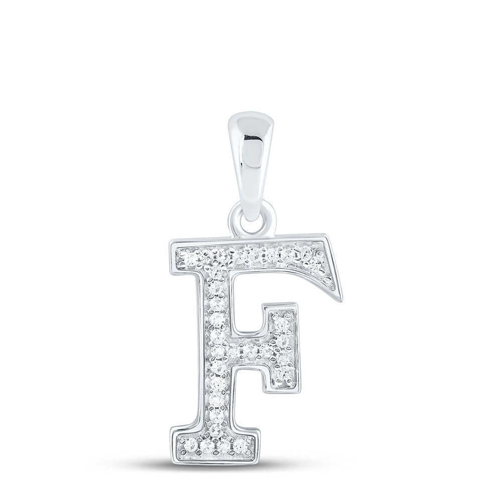 10k White Gold 0.08CTW Natural Diamond Initial "F" Charm 0.57g Alphabet Pendant - Elite Jewelers - Charms & Pendants
