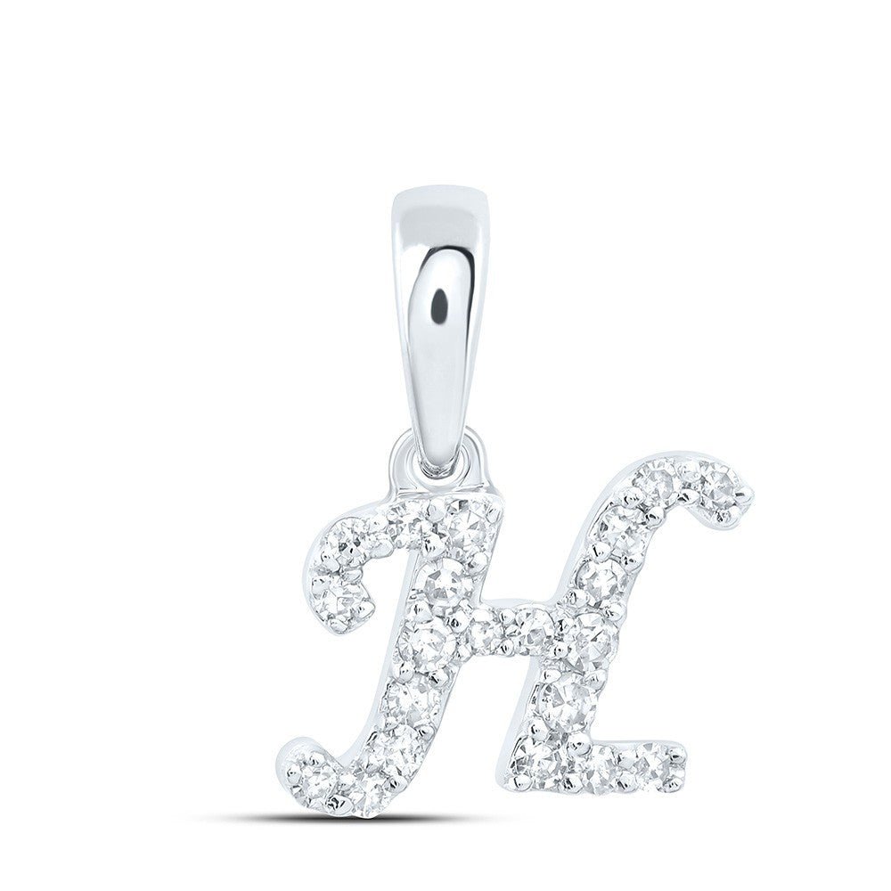 10k White Gold 0.08CTW Natural Diamond Initial "H" Charm 0.34g Alphabet Pendant - Elite Jewelers - Charms & Pendants