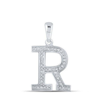 10k White Gold 0.08CTW Natural Diamond Initial "R" Charm 0.69g Alphabet Pendant - Elite Jewelers - Charms & Pendants