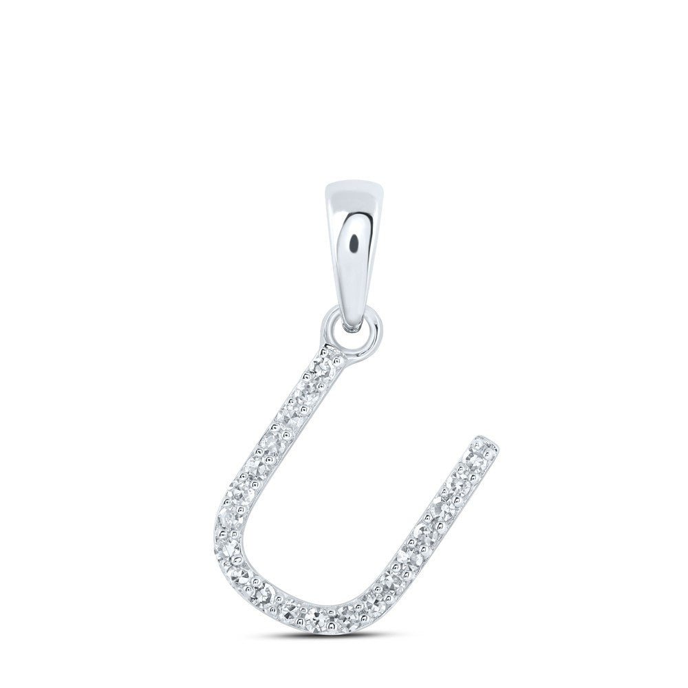 10k White Gold 0.08CTW Natural Diamond Initial "U" Charm 0.56g Alphabet Pendant - Elite Jewelers - Charms & Pendants