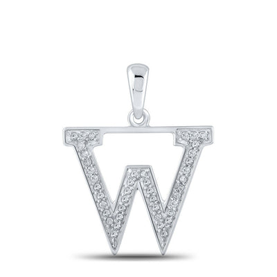 10k White Gold 0.08CTW Natural Diamond Initial "W" Charm 0.71g Alphabet Pendant - Elite Jewelers - Charms & Pendants