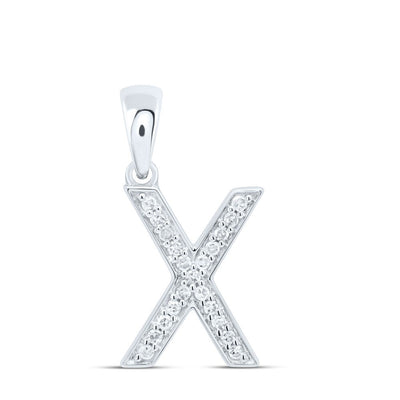 10k White Gold 0.08CTW Natural Diamond Initial "X" Charm 0.66g Alphabet Pendant - Elite Jewelers - Charms & Pendants